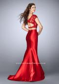 Picture of: Two Piece Mermaid Dress with Lace Top and Cap Sleeves in Red, Style: 24239, Back Picture