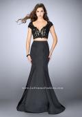 Picture of: Two Piece Mermaid Dress with Lace Top and Cap Sleeves in Black, Style: 24239, Detail Picture 1