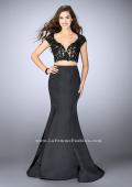 Picture of: Two Piece Mermaid Dress with Lace Top and Cap Sleeves in Black, Style: 24239, Detail Picture 2