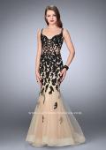Picture of: Lace Mermaid Gown with Tulle Skirt and Lace Up Front in Black, Style: 24240, Main Picture