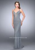 Picture of: Patter Beaded Prom Gown with Open Strappy Back in Silver, Style: 24244, Main Picture