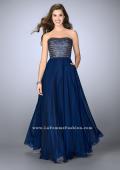 Picture of: Strapless A-line Gown with Beaded Top and Chiffon Skirt in Blue, Style: 24246, Main Picture