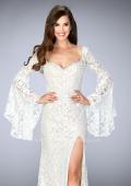 Picture of: Lace Bell Sleeve Dress with Sweetheart Neckline in White, Style: 24249, Main Picture