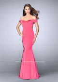 Picture of: Fitted Off the Shoulder Jersey Dress with Open Back in Pink, Style: 24250, Detail Picture 2
