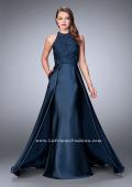 Picture of: High Neck Cape Dress with Mikado Skirt and Lace Top in Blue, Style: 24252, Main Picture