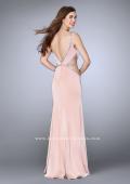 Picture of: Fitted Prom Dress with Slits and Beaded Side Cut Outs in Pink, Style: 24259, Back Picture
