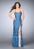 Picture of: Fitted Lace Dress with Stones and Sweetheart Neckline in Blue, Style: 24260, Main Picture