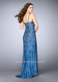 Picture of: Fitted Lace Dress with Stones and Sweetheart Neckline in Blue, Style: 24260, Back Picture