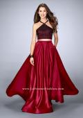 Picture of: Two Piece A-line Dress with Satin Skirt and Lace Top in Red, Style: 24264, Main Picture