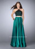 Picture of: Two Piece A-line Dress with Satin Skirt and Lace Top in Green, Style: 24264, Detail Picture 1
