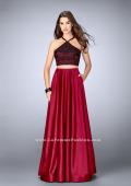 Picture of: Two Piece A-line Dress with Satin Skirt and Lace Top in Red, Style: 24264, Detail Picture 2