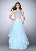 Picture of: Long Two Piece A-line Dress with Tiered Tulle Skirt in Blue, Style: 24268, Main Picture