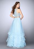 Picture of: Long Two Piece A-line Dress with Tiered Tulle Skirt in Blue, Style: 24268, Back Picture