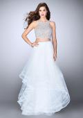 Picture of: Long Two Piece A-line Dress with Tiered Tulle Skirt in White, Style: 24268, Detail Picture 2