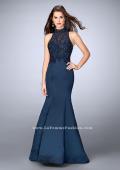 Picture of: Long Lace Mermaid Dress with Sheer Back in Blue, Style: 24271, Main Picture
