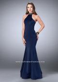 Picture of: High Neck Jersey Dress with a Cut Out Beaded Back in Blue, Style: 24277, Main Picture