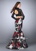 Picture of: Two Piece Prom Dress with Lace Top and Mermaid Skirt in Print, Style: 24285, Back Picture