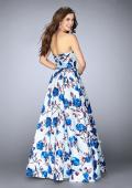 Picture of: Floral A-line Mikado Dress with a Deep V Neckline in Print, Style: 24286, Back Picture