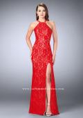 Picture of: Lace Prom Dress with Strappy Back and Side Slit in Red, Style: 24293, Main Picture