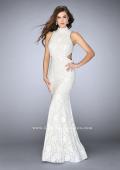 Picture of: Beaded Lace Dress with Side Cut Outs and Open Back in White, Style: 24294, Detail Picture 1