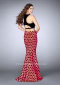 Picture of: Polka Dot Two Piece Dress with High Neck Velvet Top in Print, Style: 24297, Back Picture