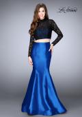 Picture of: Two Piece Mermaid Dress with Long Sleeve Lace Top in Blue, Style: 24302, Back Picture