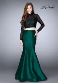 Picture of: Two Piece Mermaid Dress with Long Sleeve Lace Top in Green, Style: 24302, Back Picture
