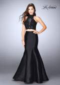 Picture of: Two Piece Mermaid Dress with Sheer Lace High Neck Top in Black, Style: 24306, Detail Picture 2