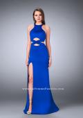 Picture of: Strappy Neoprene Dress with High Neck and Side Slit in Blue, Style: 24312, Main Picture