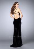 Picture of: Fitted Velvet Prom Dress with Strappy Open Back in Black, Style: 24317, Back Picture
