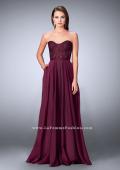 Picture of: Strapless A-line Prom Dress with Sheer Lace Bustier Top in Purple, Style: 24318, Main Picture