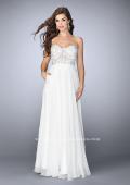 Picture of: Strapless A-line Prom Dress with Sheer Lace Bustier Top in White, Style: 24318, Detail Picture 1