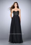 Picture of: Strapless A-line Prom Dress with Sheer Lace Bustier Top in Black, Style: 24318, Detail Picture 2