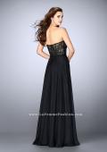 Picture of: Strapless A-line Prom Dress with Sheer Lace Bustier Top in Black, Style: 24318, Detail Picture 3