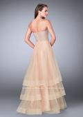 Picture of: A-line Dress with Beading and Layered Tulle Skirt in Nude, Style: 24323, Back Picture