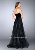 Picture of: Strapless A-line Dress with Polka Dot Sparkly Tulle Skirt in Black, Style: 24336, Back Picture
