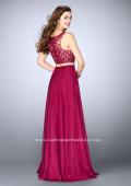 Picture of: Chiffon Two Piece A-line Dress with Sheer Lace Back in Pink, Style: 24340, Back Picture
