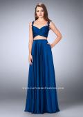 Picture of: Chiffon Two Piece A-line Dress with Sheer Lace Back in Blue, Style: 24340, Detail Picture 2
