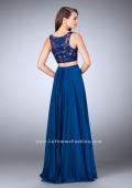 Picture of: Chiffon Two Piece A-line Dress with Sheer Lace Back in Blue, Style: 24340, Detail Picture 3