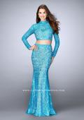 Picture of: Two Piece Lace Dress with Long Sleeves and Open Back in Blue, Style: 24342, Main Picture
