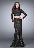 Picture of: Two Piece Lace Dress with Long Sleeves and Open Back in Black, Style: 24342, Detail Picture 1