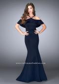 Picture of: Neoprene Ruffle Prom Dress with Mermaid Skirt in Blue, Style: 24344, Main Picture
