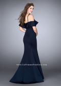 Picture of: Neoprene Ruffle Prom Dress with Mermaid Skirt in Blue, Style: 24344, Back Picture