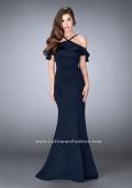 Picture of: Neoprene Ruffle Prom Dress with Mermaid Skirt in Blue, Style: 24344, Detail Picture 1