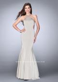 Picture of: High Neck Dress with Beaded Neckline and Strappy Back in Silver, Style: 24352, Main Picture