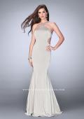 Picture of: High Neck Dress with Beaded Neckline and Strappy Back in Silver, Style: 24352, Detail Picture 4