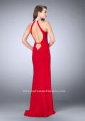 Picture of: Jersey Dress with High Beaded Collar and V Neckline in Red, Style: 24353, Back Picture