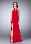 Picture of: Jersey Dress with High Beaded Collar and V Neckline in Red, Style: 24353, Detail Picture 1