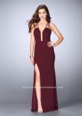 Picture of: Strappy Prom Gown with Deep Neckline and Side Slit in Red, Style: 24355, Main Picture