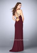 Picture of: Strappy Prom Gown with Deep Neckline and Side Slit in Red, Style: 24355, Back Picture
